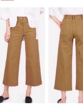 Everlane Wide-Leg High-Rise Crop Pants - Brown
